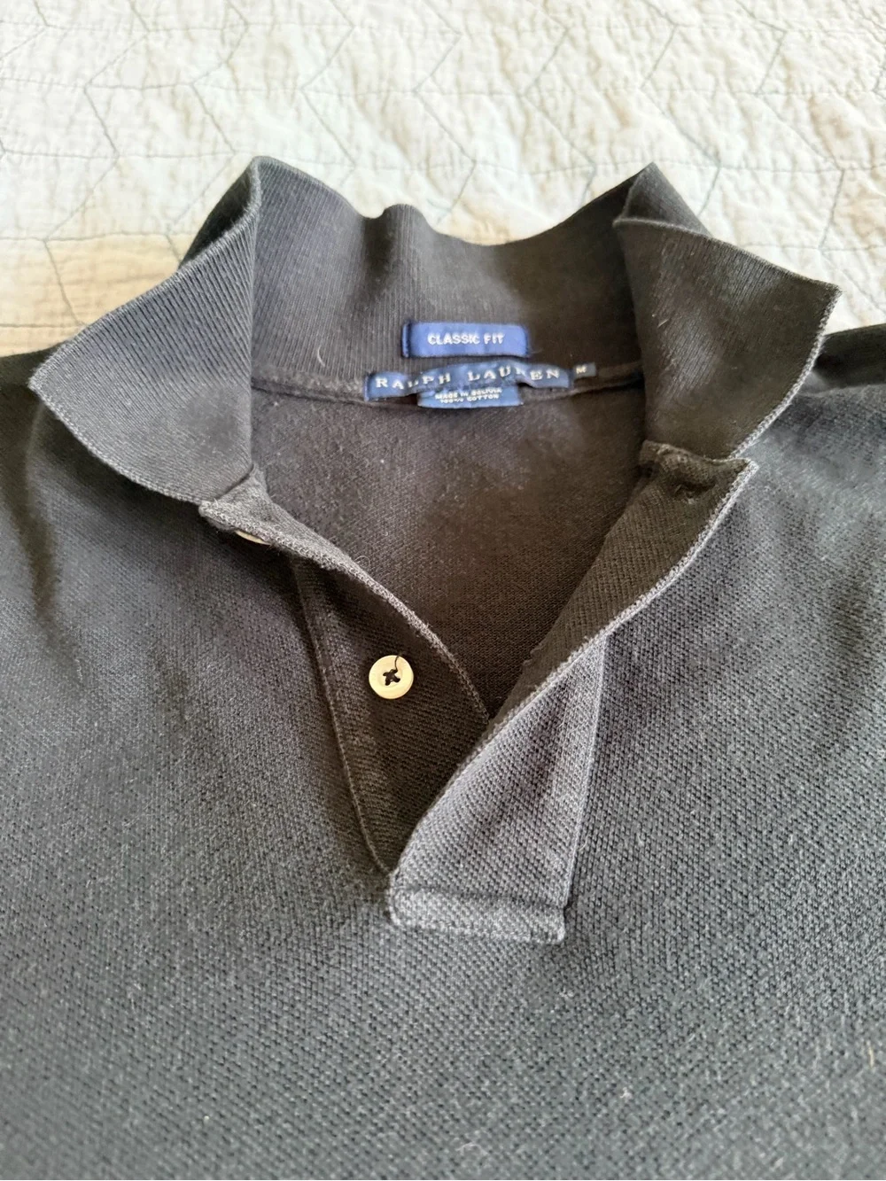 Ralph Lauren Black Polo Shirt Women’s Classic Fit w/White Pony Logo 100% Cotto
